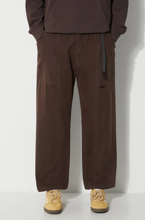 Бавовняні штани Gramicci колір коричневий пряме
