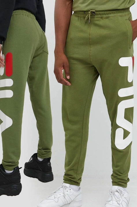 Fila pantaloni de trening culoarea verde, cu imprimeu