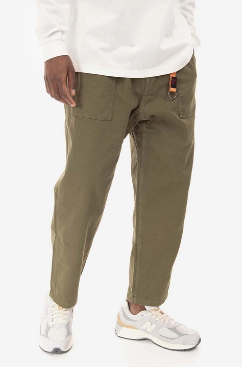 Bavlnené nohavice Gramicci Loose Tapered Pant zelená farba, široké, stredne vysoký pás