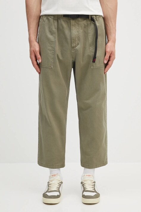 Хлопковые брюки Gramicci Loose Tapered Pant цвет зелёный широкие средняя посадка