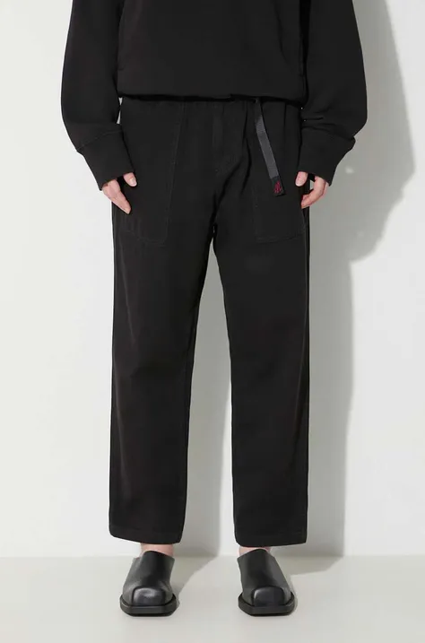 Bavlnené nohavice Gramicci Loose Tapered Pant čierna farba, široké, stredne vysoký pás