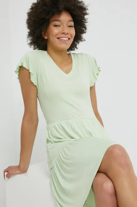 Šaty Pieces zelená farba, mini, áčkový strih