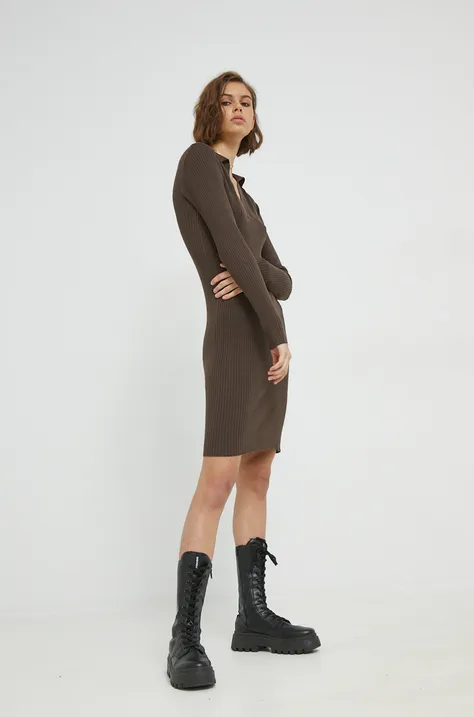 Платье JDY цвет коричневый mini облегающее
