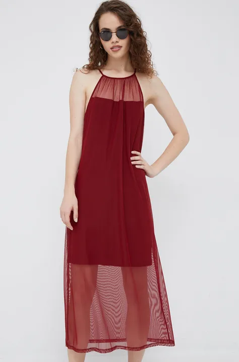 Платье Dkny цвет бордовый maxi прямое