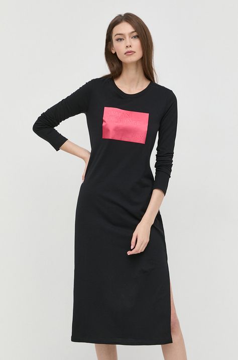 Памучна рокля Armani Exchange