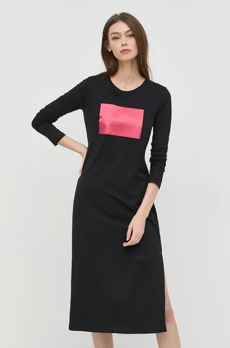 Armani Exchange sukienka bawełniana 6LYA75.YJ8QZ kolor czarny midi prosta