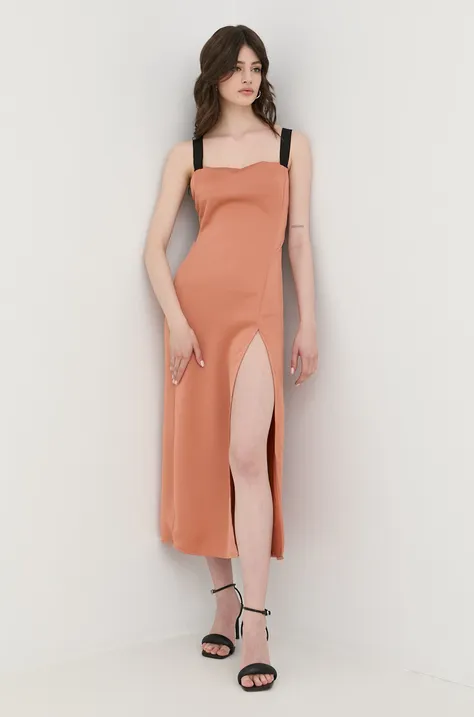 Pinko sukienka kolor pomarańczowy maxi prosta