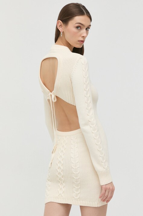 Сукня Patrizia Pepe колір бежевий mini облягаюча