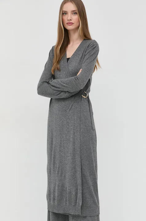 Twinset rochie din amestec de lana culoarea gri, midi, drept