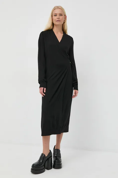 Twinset rochie din amestec de lana culoarea negru, midi, drept