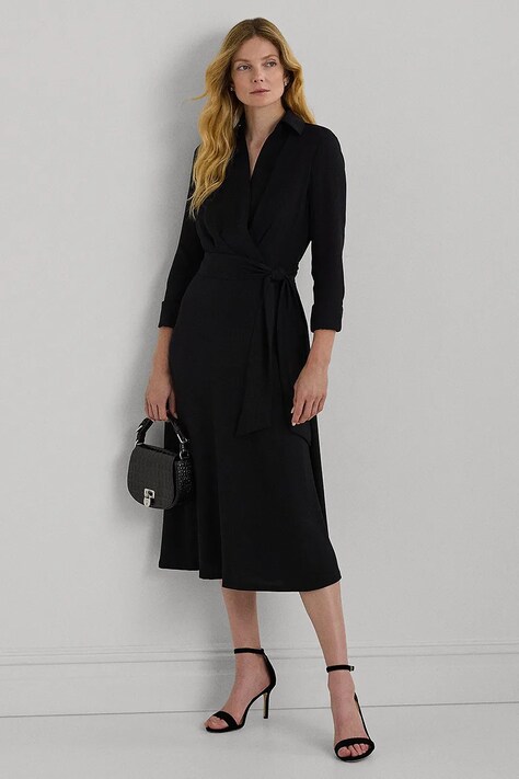 Lauren Ralph Lauren sukienka 250853337001 kolor czarny midi rozkloszowana