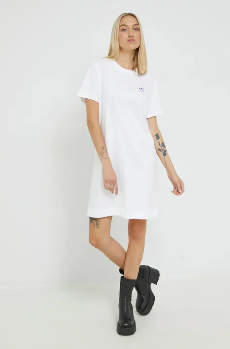 adidas Originals sukienka bawełniana kolor biały mini prosta