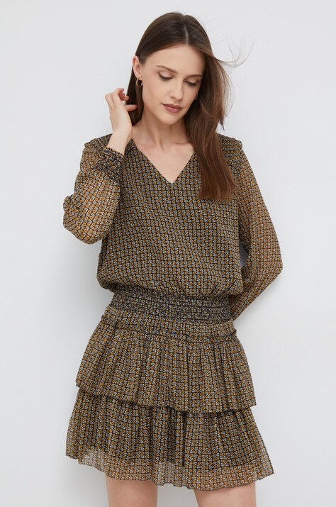 Pepe Jeans rochie culoarea verde, mini, evazată