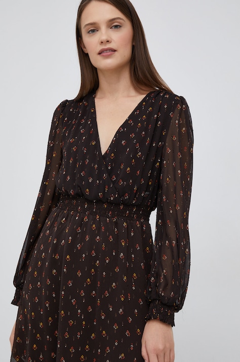 Pepe Jeans rochie culoarea maro, mini, evazată