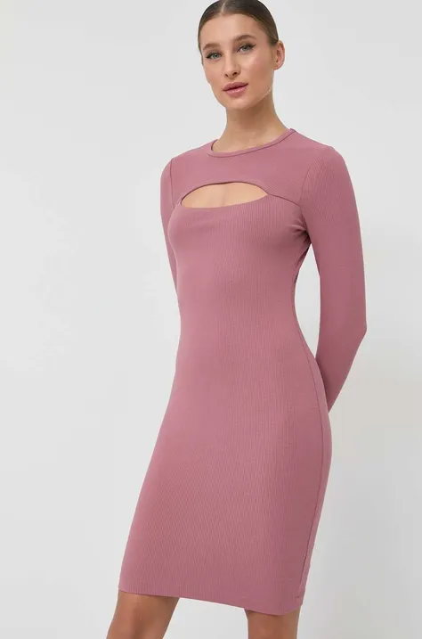 Φόρεμα Guess χρώμα: ροζ,