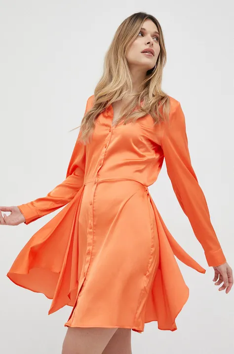 Šaty Guess AYLA oranžová farba, mini, rovný strih, W2BK83 WF1T2