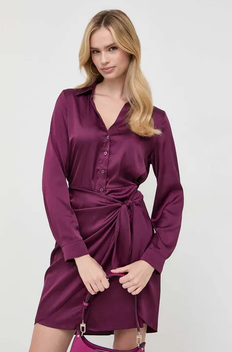 Šaty Guess AYLA fialová farba, mini, rovný strih, W2BK83 WF1T2