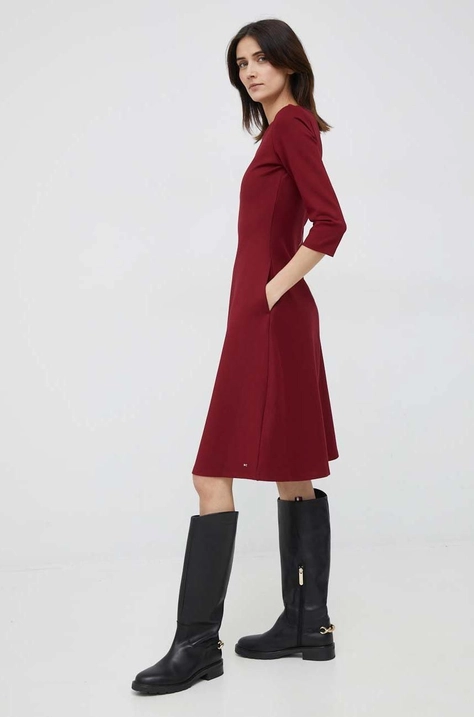 Tommy Hilfiger rochie culoarea bordo, mini, evazati