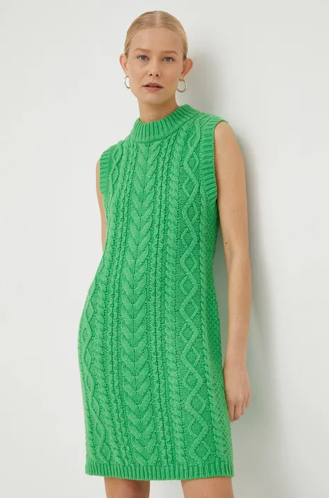 Vunena haljina Samsoe Samsoe boja: zelena, mini, ravna
