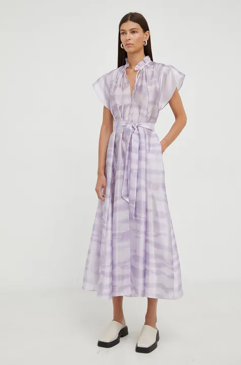 Samsoe Samsoe sukienka kolor fioletowy maxi rozkloszowana