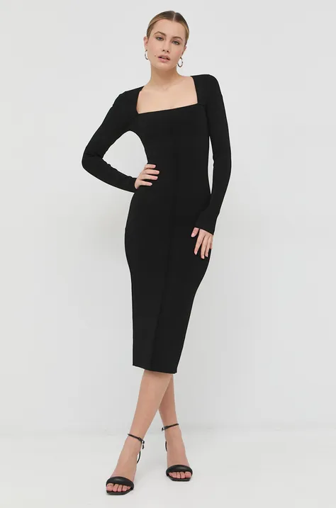 Сукня Victoria Beckham колір чорний midi облягаюча