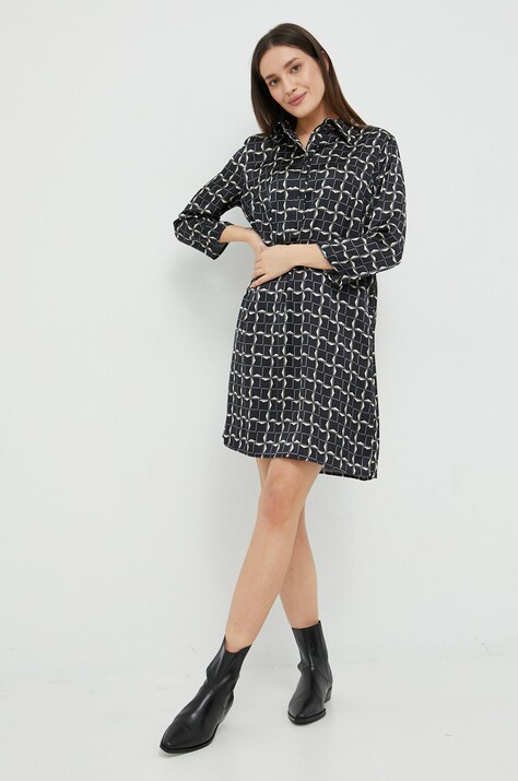 Sisley rochie culoarea negru, mini, dreaptă
