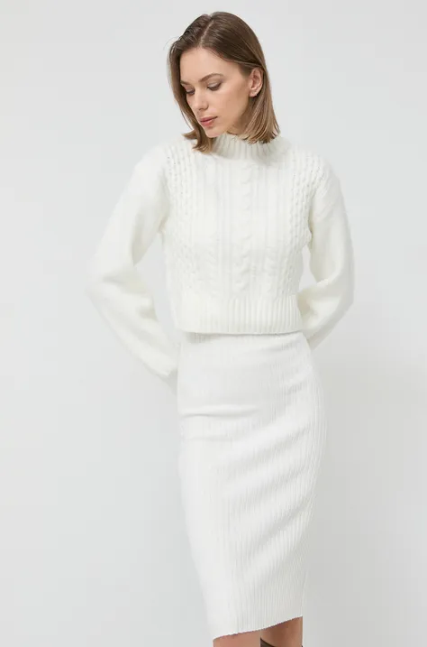 Morgan ruha és pulóver gyapjúkeverékből fehér, mini, testhezálló