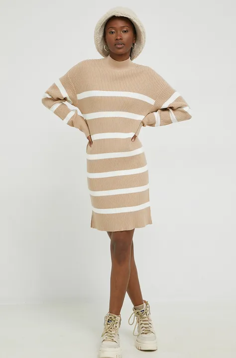 Šaty Abercrombie & Fitch béžová farba, mini, priliehavá