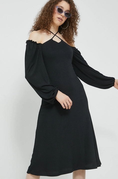 Hollister Co. rochie culoarea negru, midi, mulata