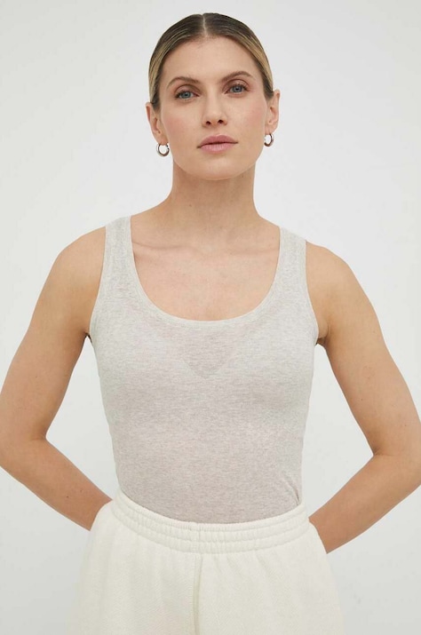 American Vintage rochie din bumbac culoarea bej, mini, mulată