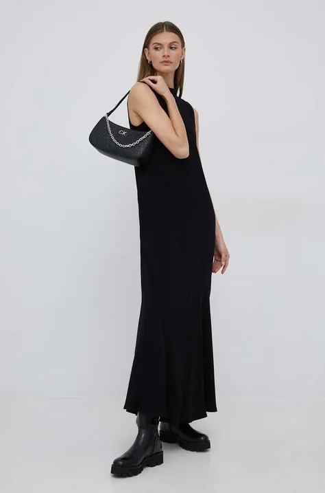 Calvin Klein rochie culoarea negru, maxi, drept