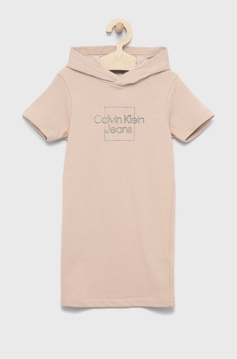 Dievčenské bavlnené šaty Calvin Klein Jeans