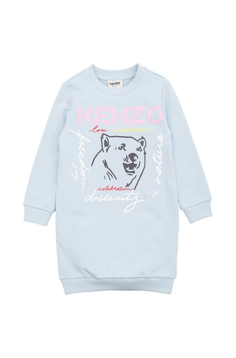 Kenzo Kids rochie fete culoarea turcoaz, mini, drept