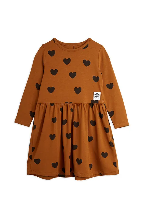 Детское платье Mini Rodini цвет коричневый mini расклешённое