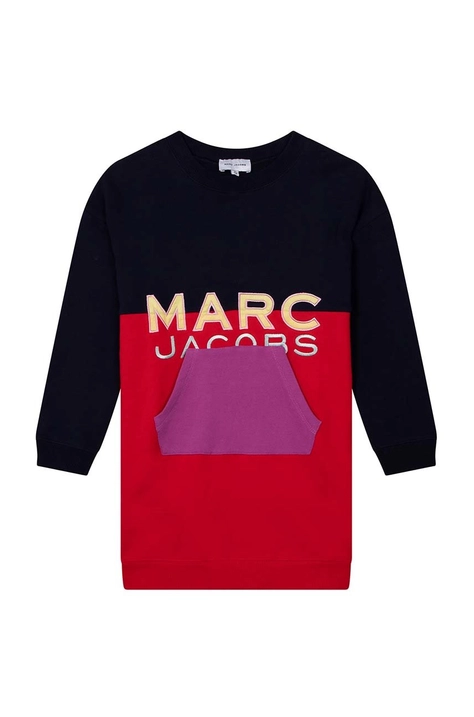 Dječja pamučna haljina Marc Jacobs boja: crvena, mini, oversize