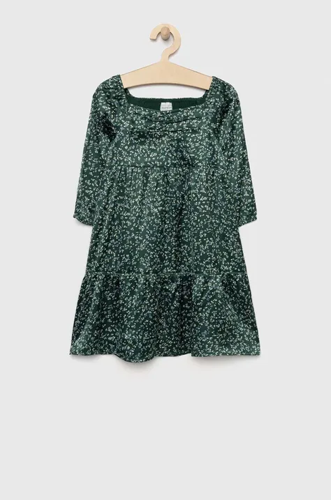Abercrombie & Fitch sukienka dziecięca kolor zielony midi rozkloszowana
