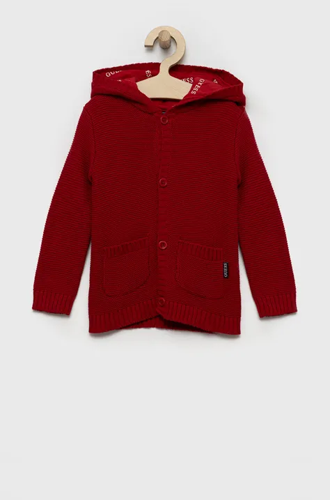 Guess sweter bawełniany dziecięcy kolor czerwony lekki