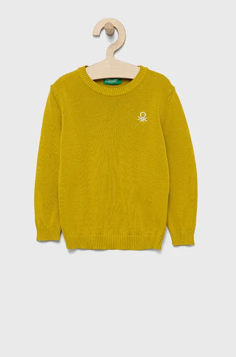 Детский хлопковый свитер United Colors of Benetton цвет зелёный лёгкий