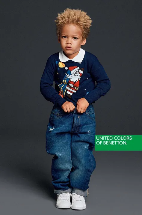 United Colors of Benetton sweter dziecięcy kolor czarny lekki