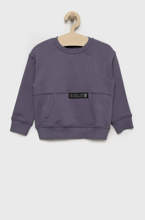 Sisley bluza bawełniana dziecięca kolor fioletowy gładka