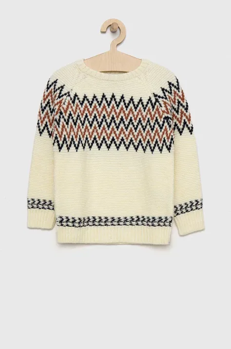 Sisley sweter dziecięcy kolor beżowy lekki