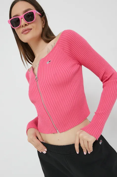Tommy Jeans sweter DW0DW13435.9BYY damski kolor różowy lekki