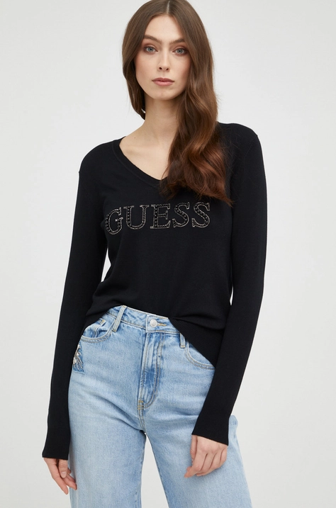 Guess pulover femei, culoarea negru, light