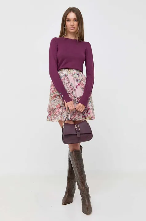 Guess sweter damski kolor fioletowy lekki