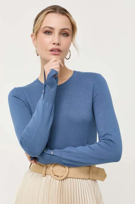 Guess sweter damski kolor niebieski lekki