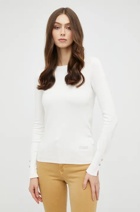 Пуловер Guess ELINOR дамски в бяло от лека материя W2YR30 Z2V62