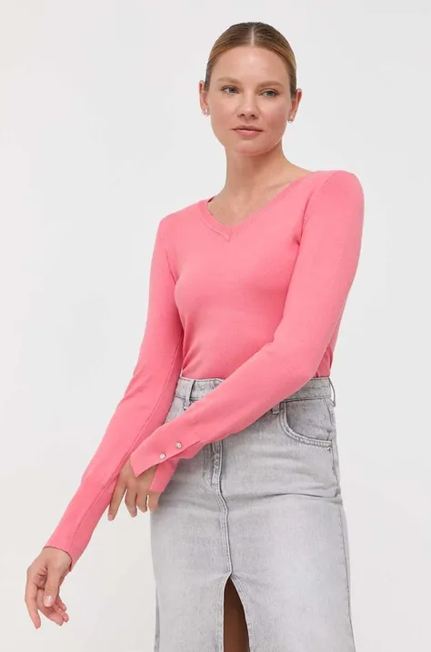 Пуловер Guess GENA дамски в розово от лека материя W2YR31 Z2V62