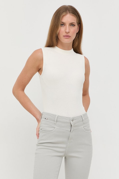 BOSS vesta culoarea bej, cu turtleneck, 50473237