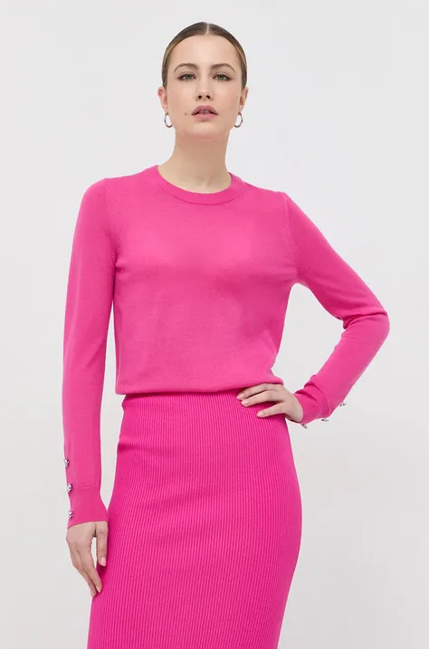 Вълнен пуловер MICHAEL Michael Kors дамски в розово от лека материя