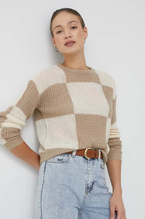 Vero Moda sweter damski kolor beżowy lekki